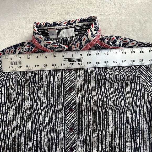 Vintage 80s Schrader Sport Womens Striped Midi Shirt Dress Size 16 Navy/White - Picture 4 of 6
